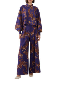 Chemise à manches longues et motif Léopard en coton - Bleu