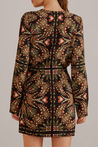 Robe courte Martina à manches longues et col roulé - Noir