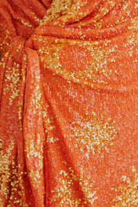 Robe courte Sunny Mood à manches longues et sequins - Orange