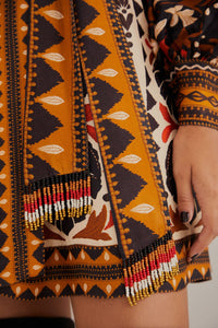 Robe courte à col V et motif Tapisserie Garden - Multicolore