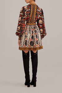 Robe courte à col V et motif Tapisserie Garden - Multicolore