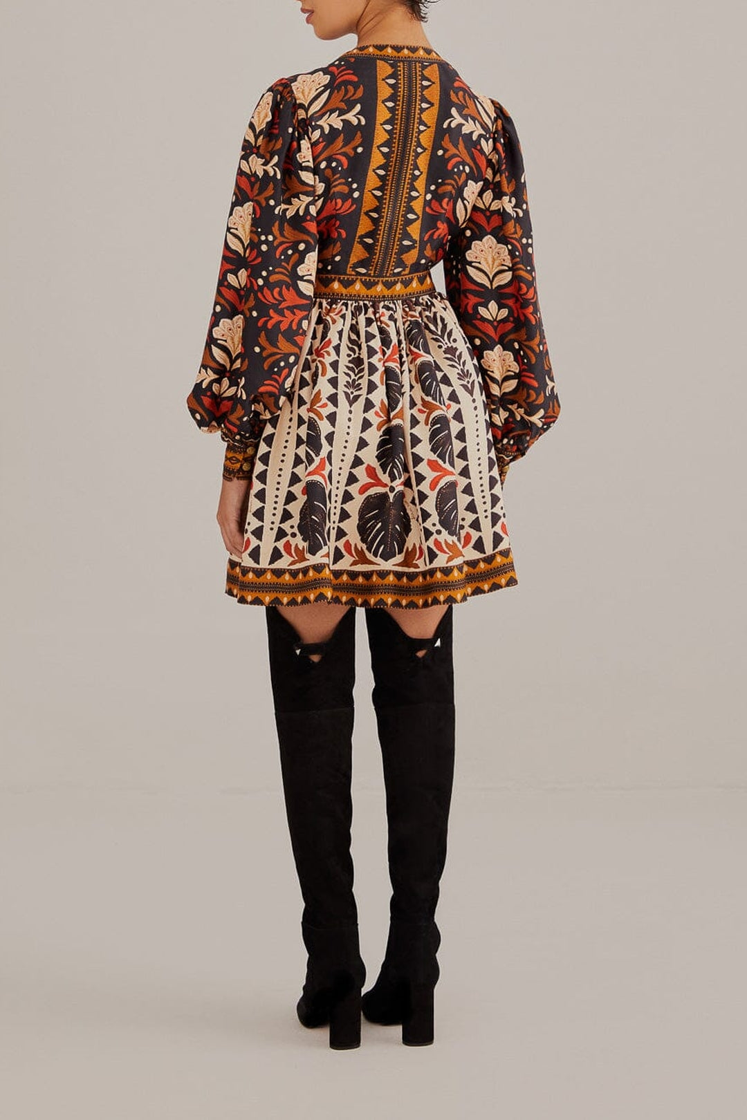 Robe courte à col V et motif Tapisserie Garden - Multicolore