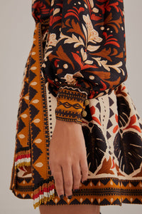 Robe courte à col V et motif Tapisserie Garden - Multicolore