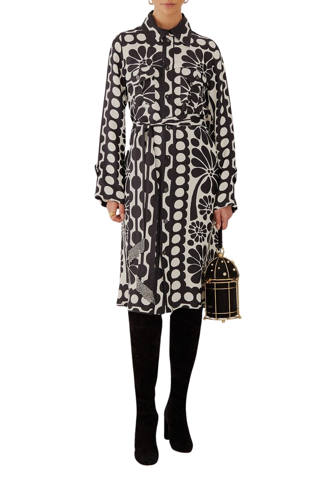 Robe midi nuisette Palermo à manches longues - Noir