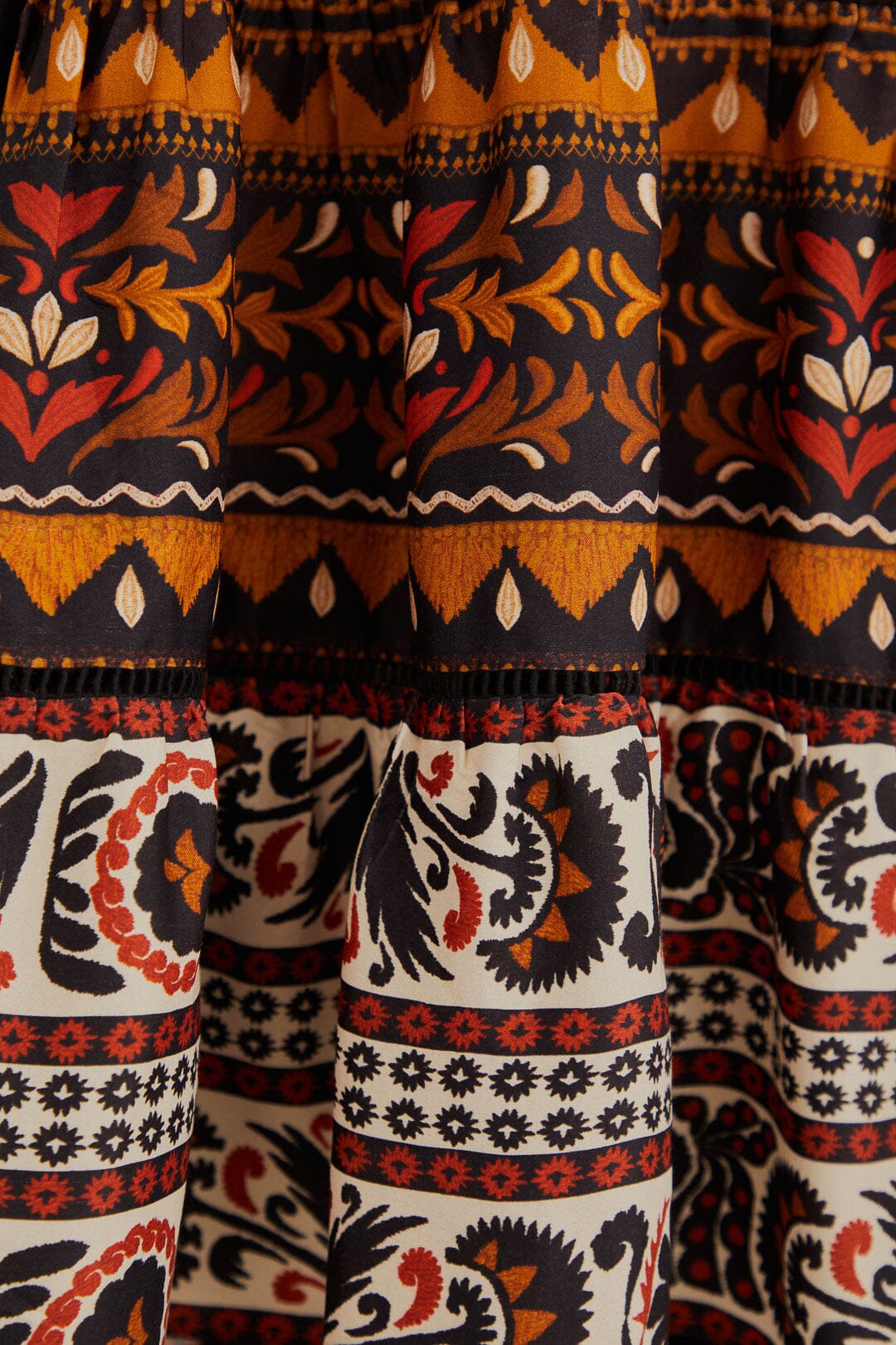 Robe midi à manches longues et col montant - Multicolore