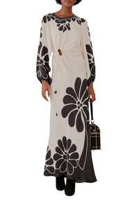 Robe longue Palermo à manches longues et découpes - Noir