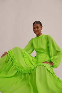 Robe longue Neon à manches longues - Vert