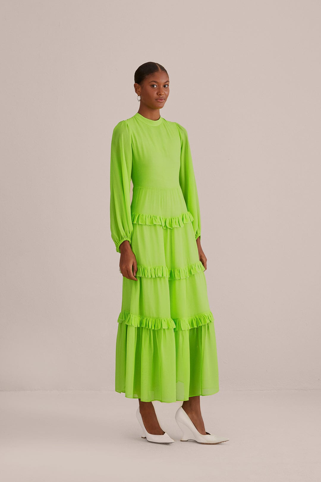Robe longue Neon à manches longues - Vert