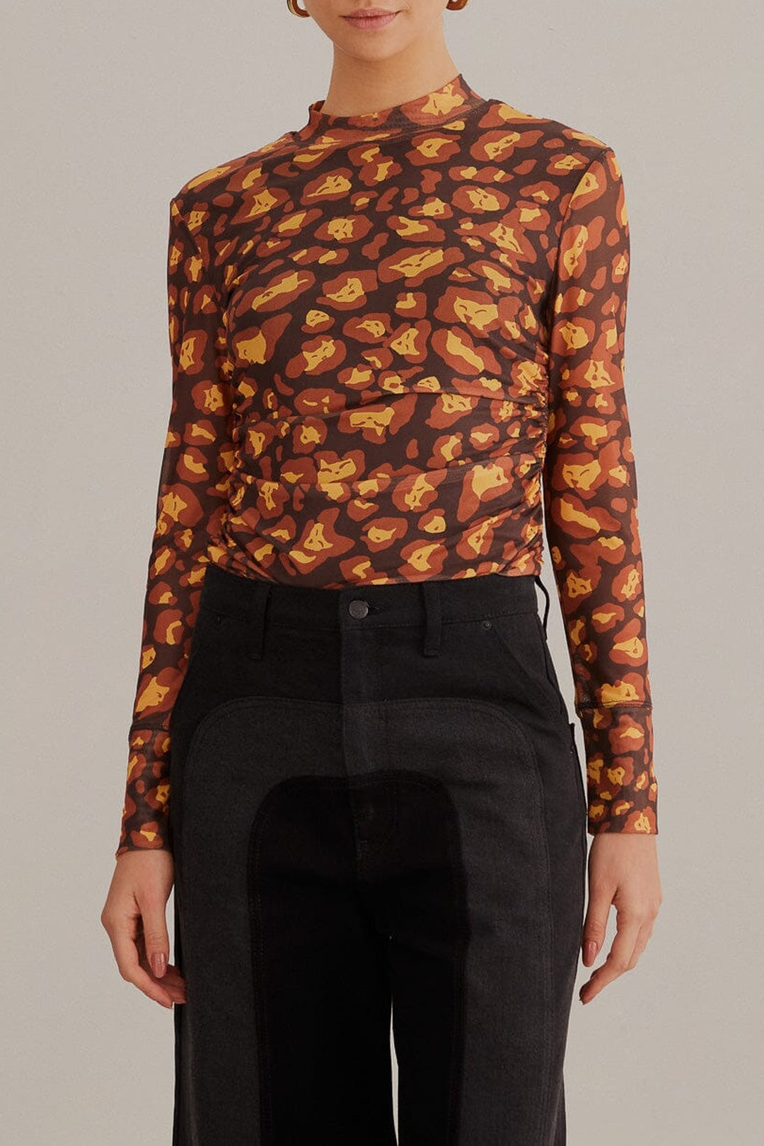 Blouse Desire Léopard en tulle - Marron