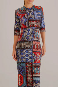 Robe midi Rauti à manches courtes - Multicolore