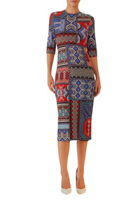 Robe midi Rauti à manches courtes - Multicolore
