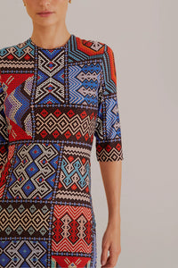 Robe midi Rauti à manches courtes - Multicolore