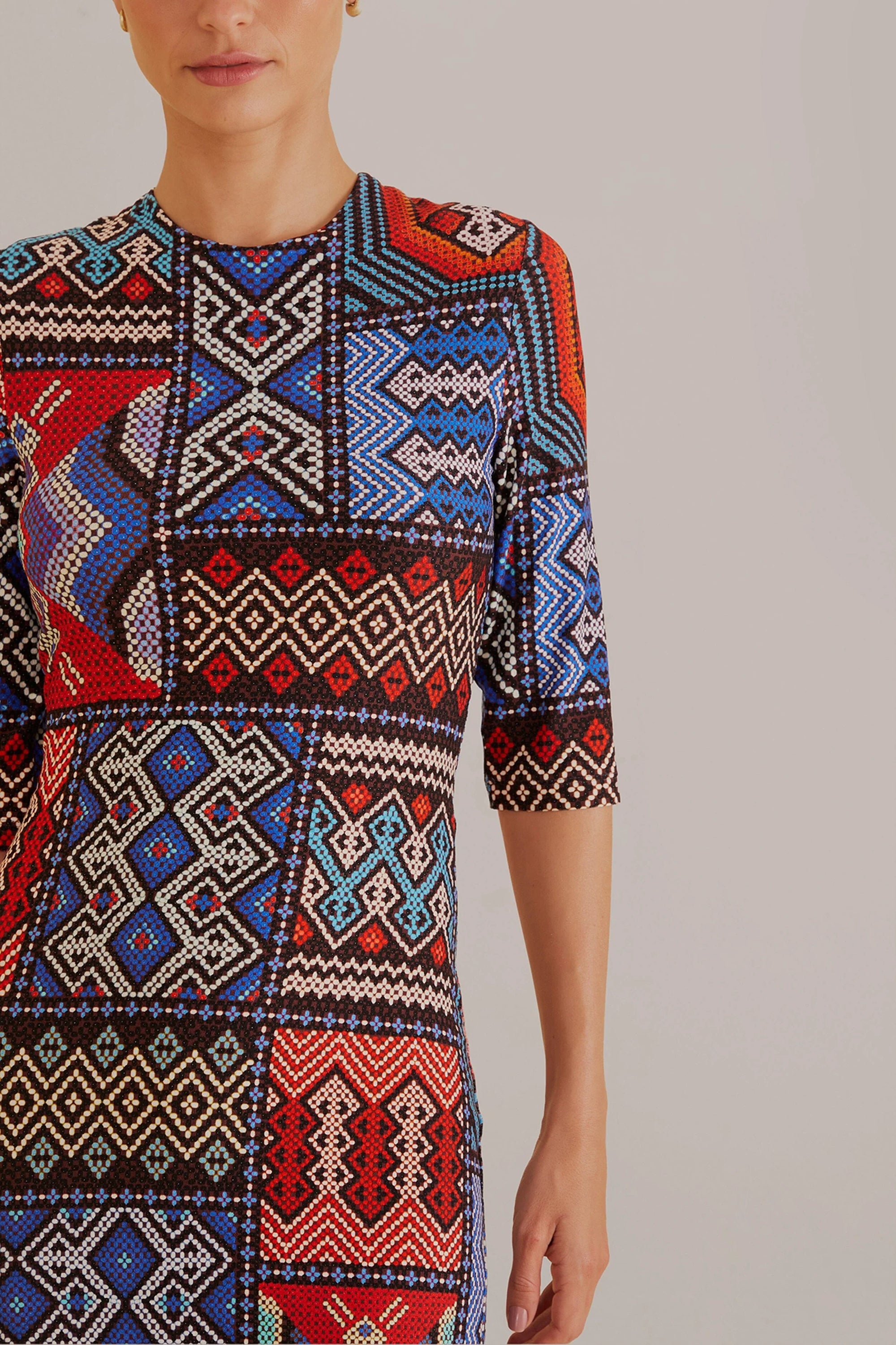 Robe midi Rauti à manches courtes - Multicolore