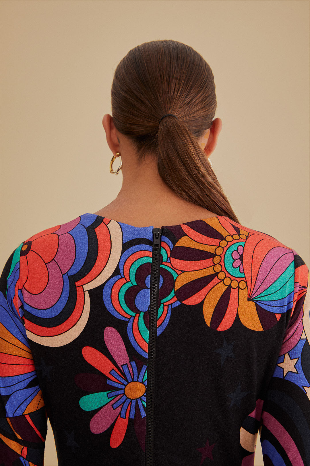 Robe midi 70S Vibe en jersey - Multicolore