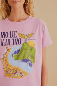 T-shirt coupe Rio de Janeiro en coton - Rose