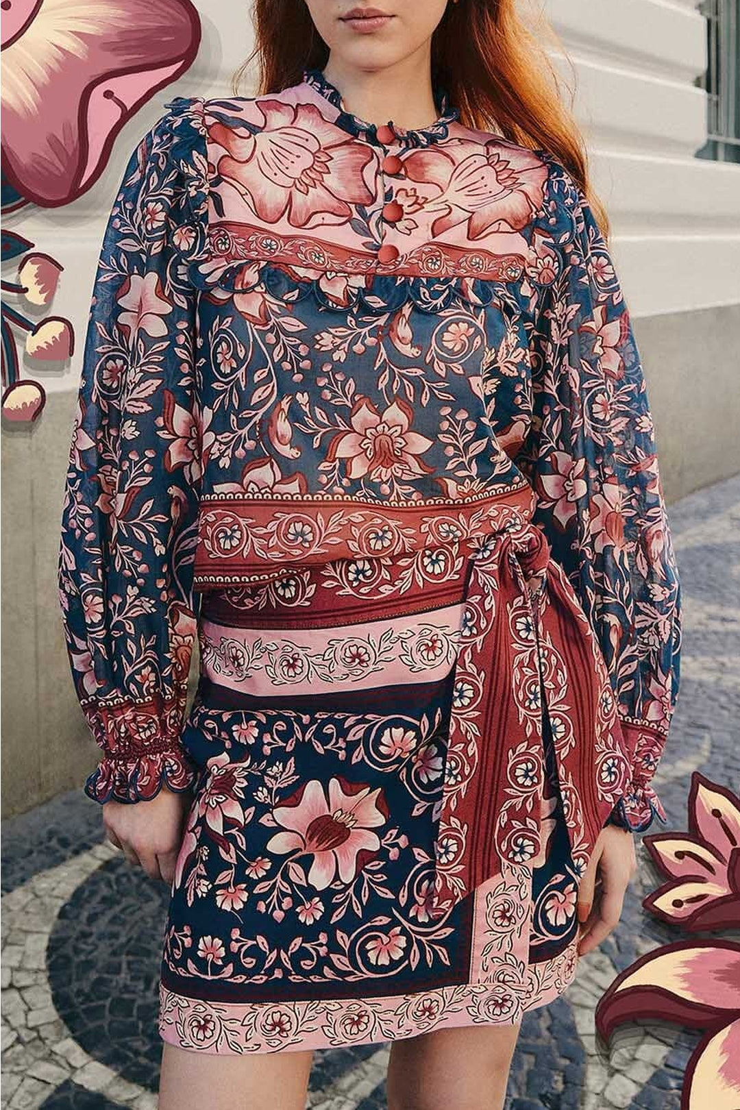Jupe Ainika à nouer en coton - Rose