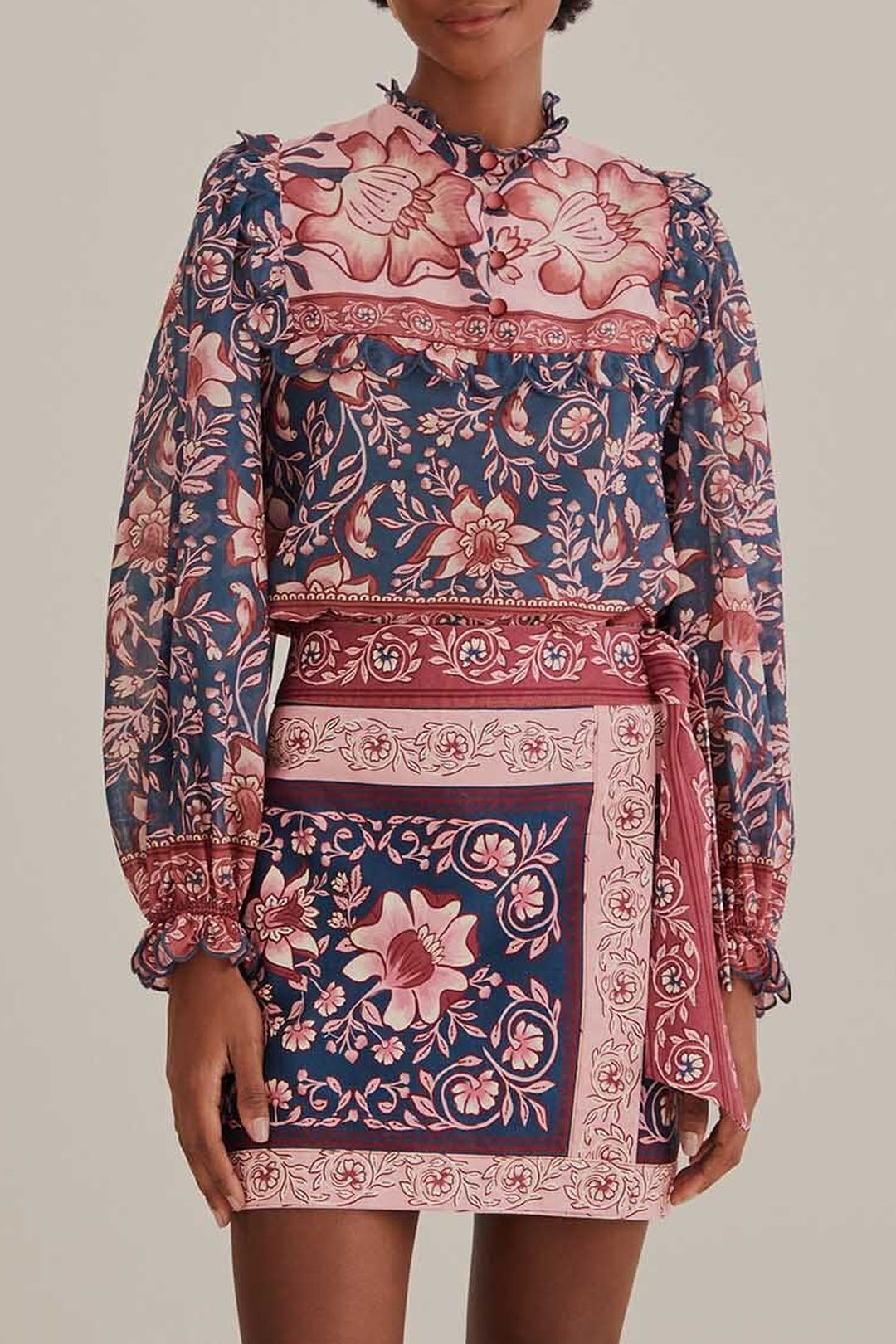Jupe Ainika à nouer en coton - Rose