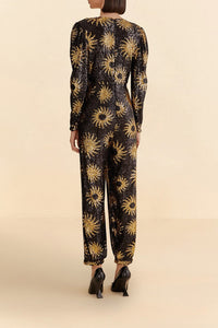 Combinaison Sunny Mood à sequins et col V - Noir