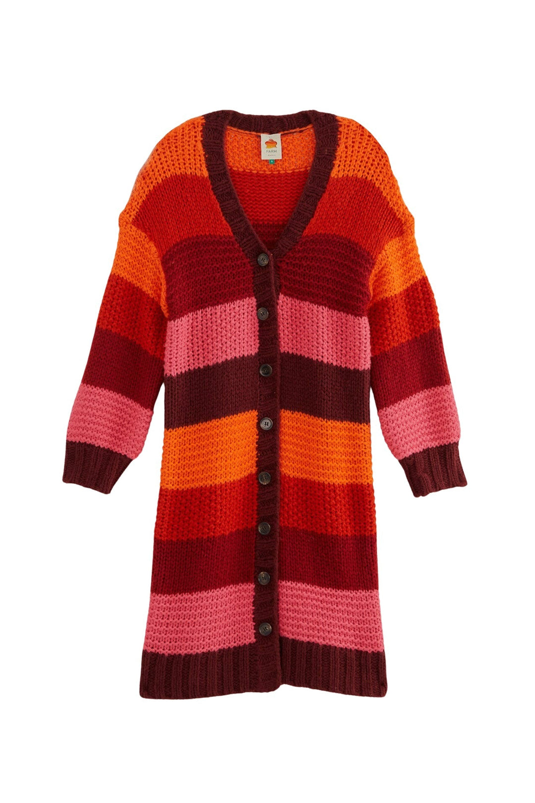 Cardigan mi-long à rayures Tropicales - Rose