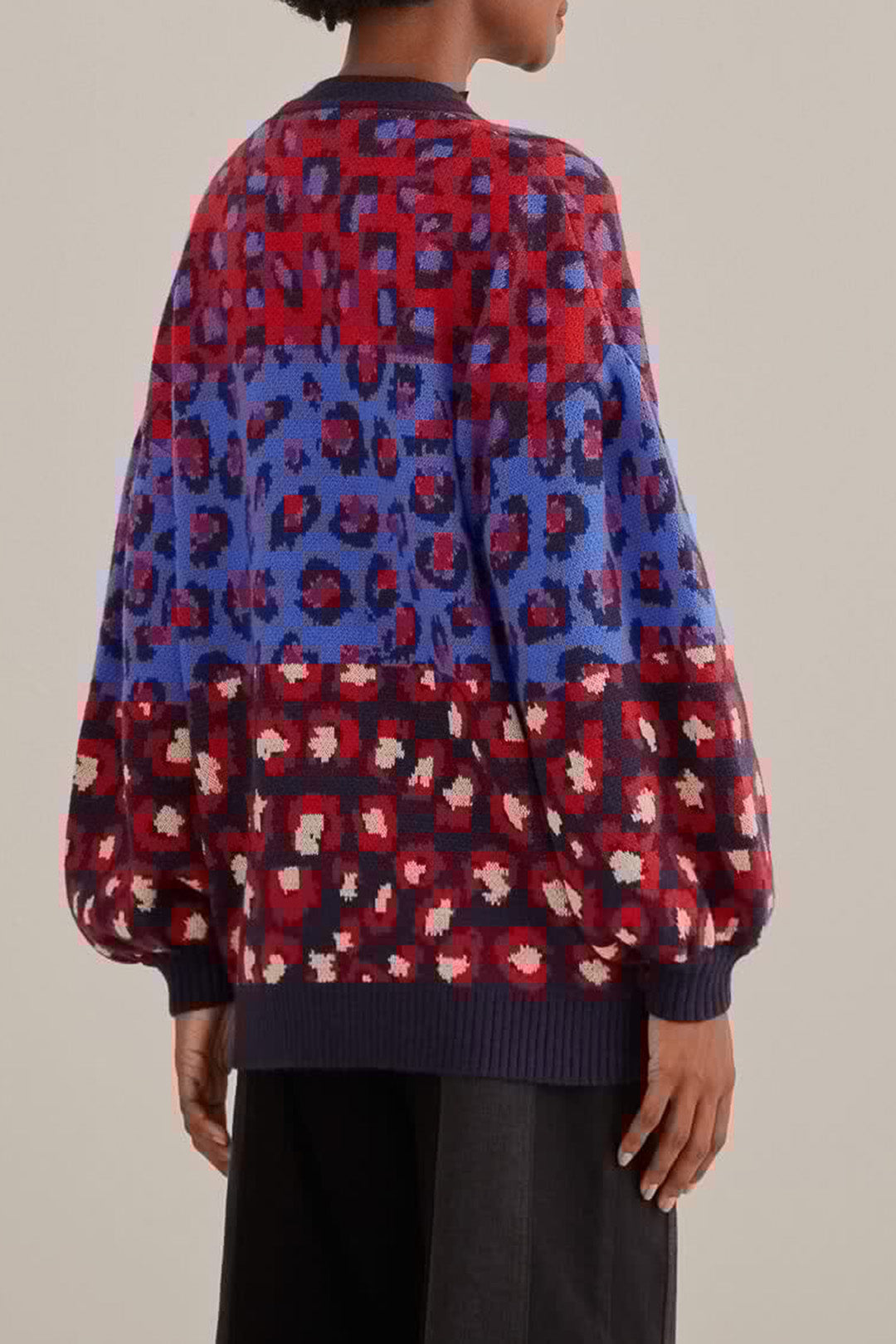 Cardigan en maille à motifs Léopard - Bleu