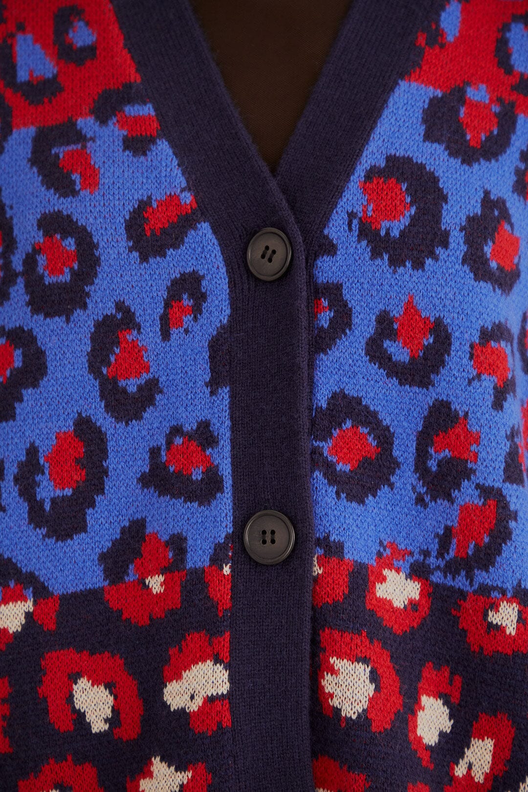 Cardigan en maille à motifs Léopard - Bleu