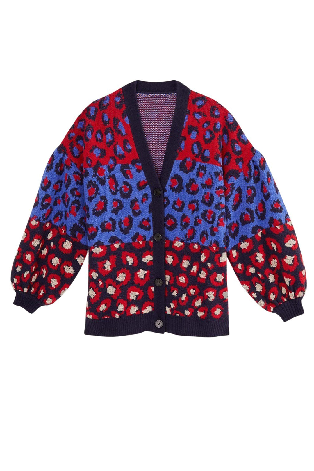 Cardigan en maille à motifs Léopard - Bleu