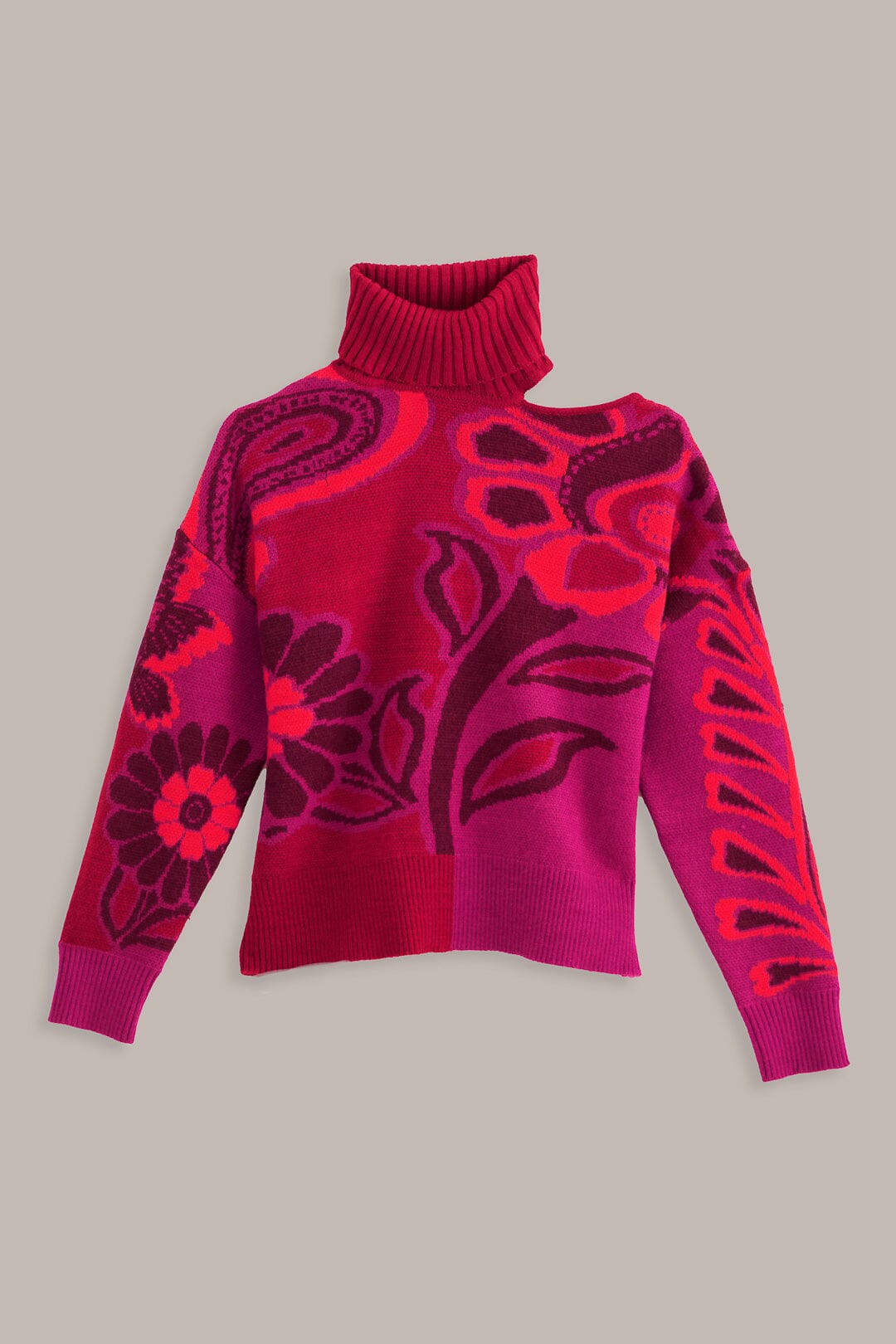 Pull à fleurs audacieuses en maille - Rose