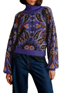 Pull à broderie de sequins en maille - Violet