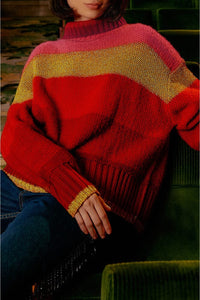 Pull à rayures en maille - Multicolore