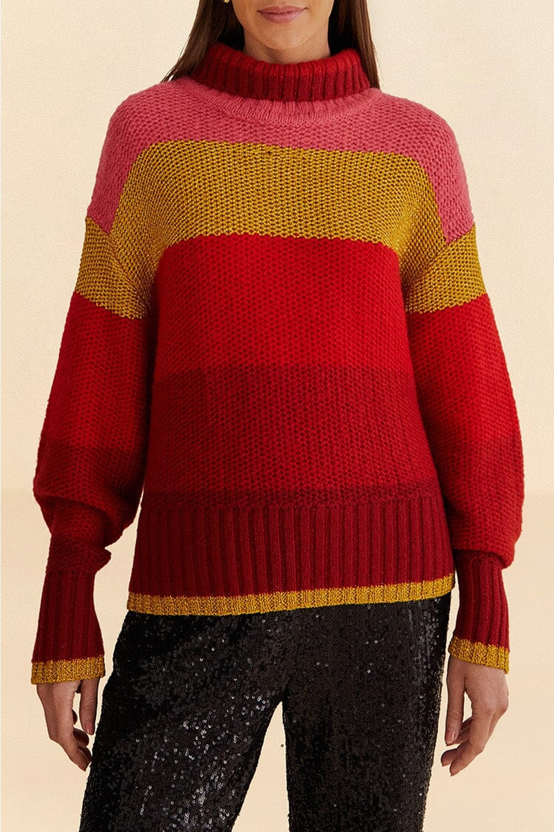 Pull à rayures en maille - Multicolore