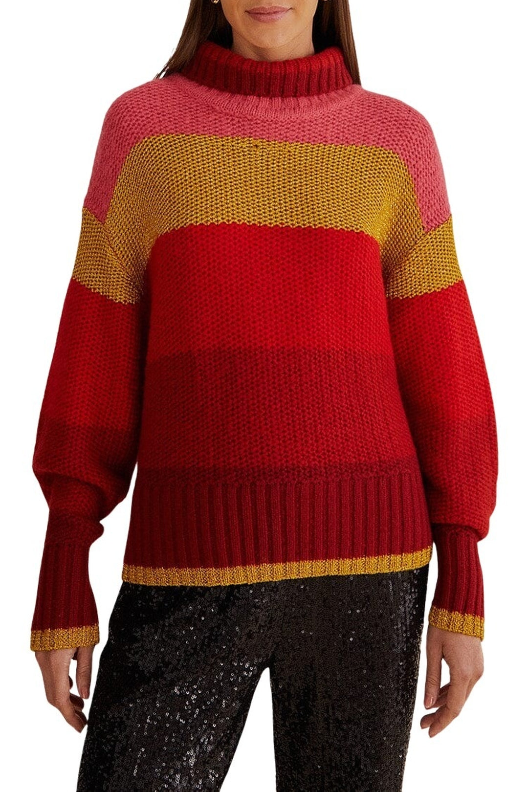 Pull à rayures en maille - Multicolore