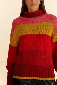 Pull à rayures en maille - Multicolore