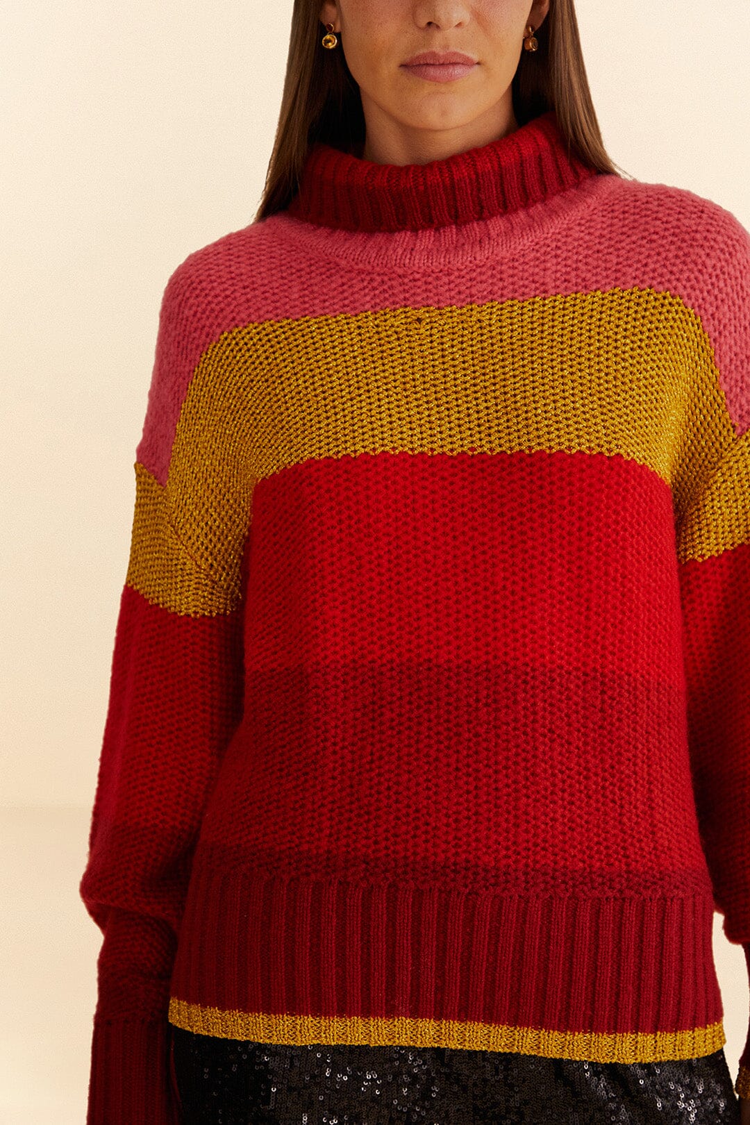 Pull à rayures en maille - Multicolore