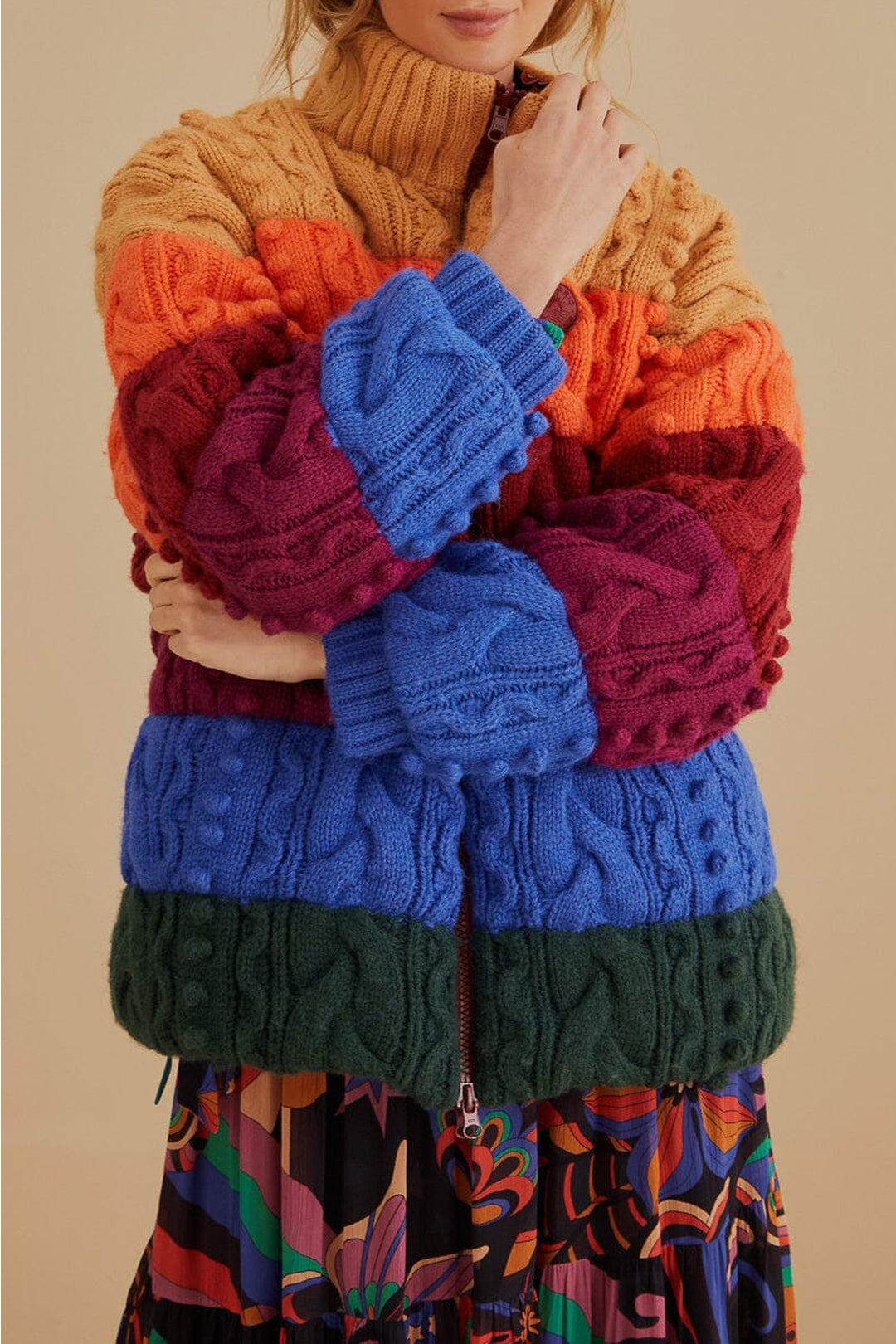 Veste matelassée réversible tricotée - Multicolore