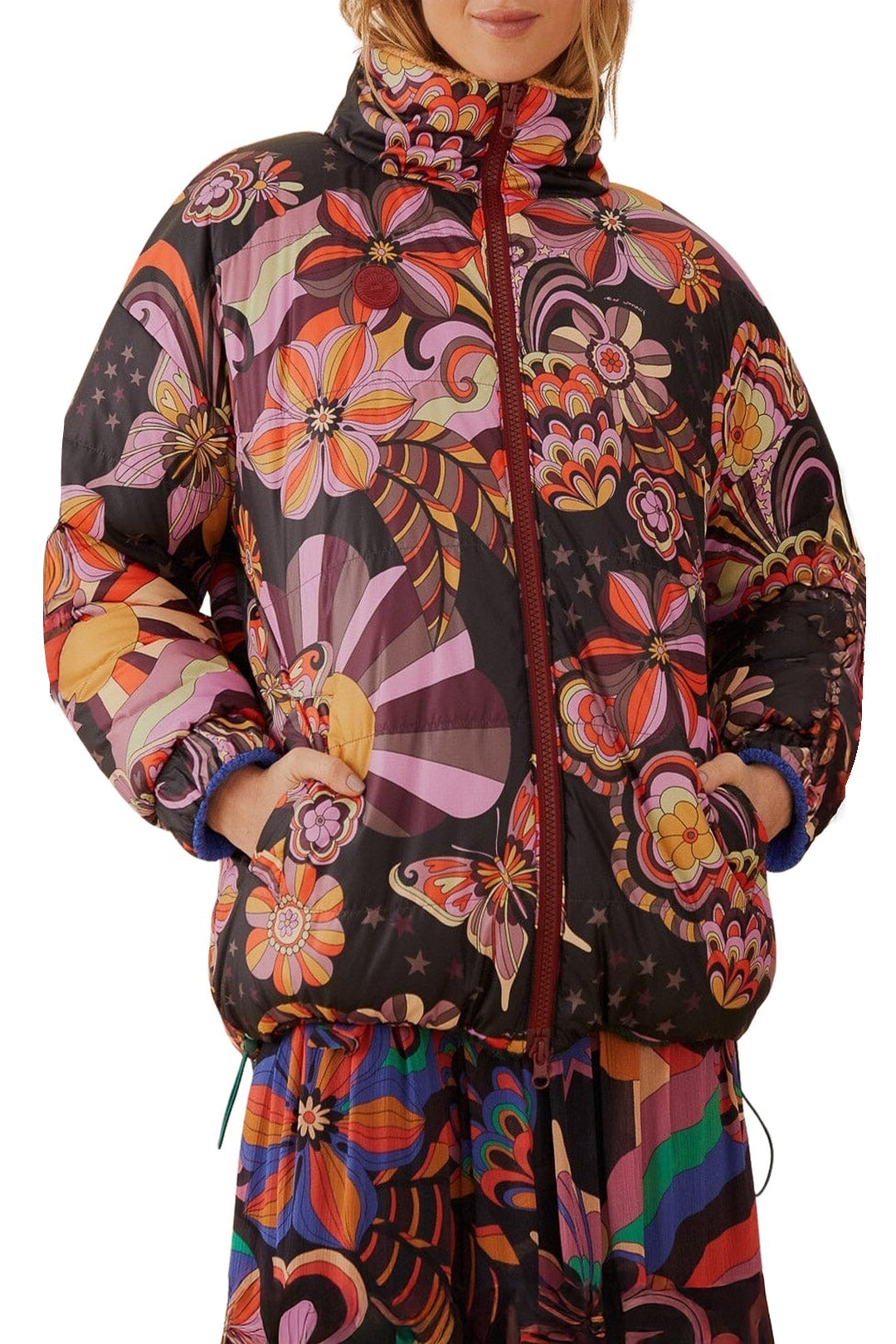 Veste matelassée réversible tricotée - Multicolore