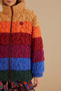 Veste matelassée réversible tricotée - Multicolore