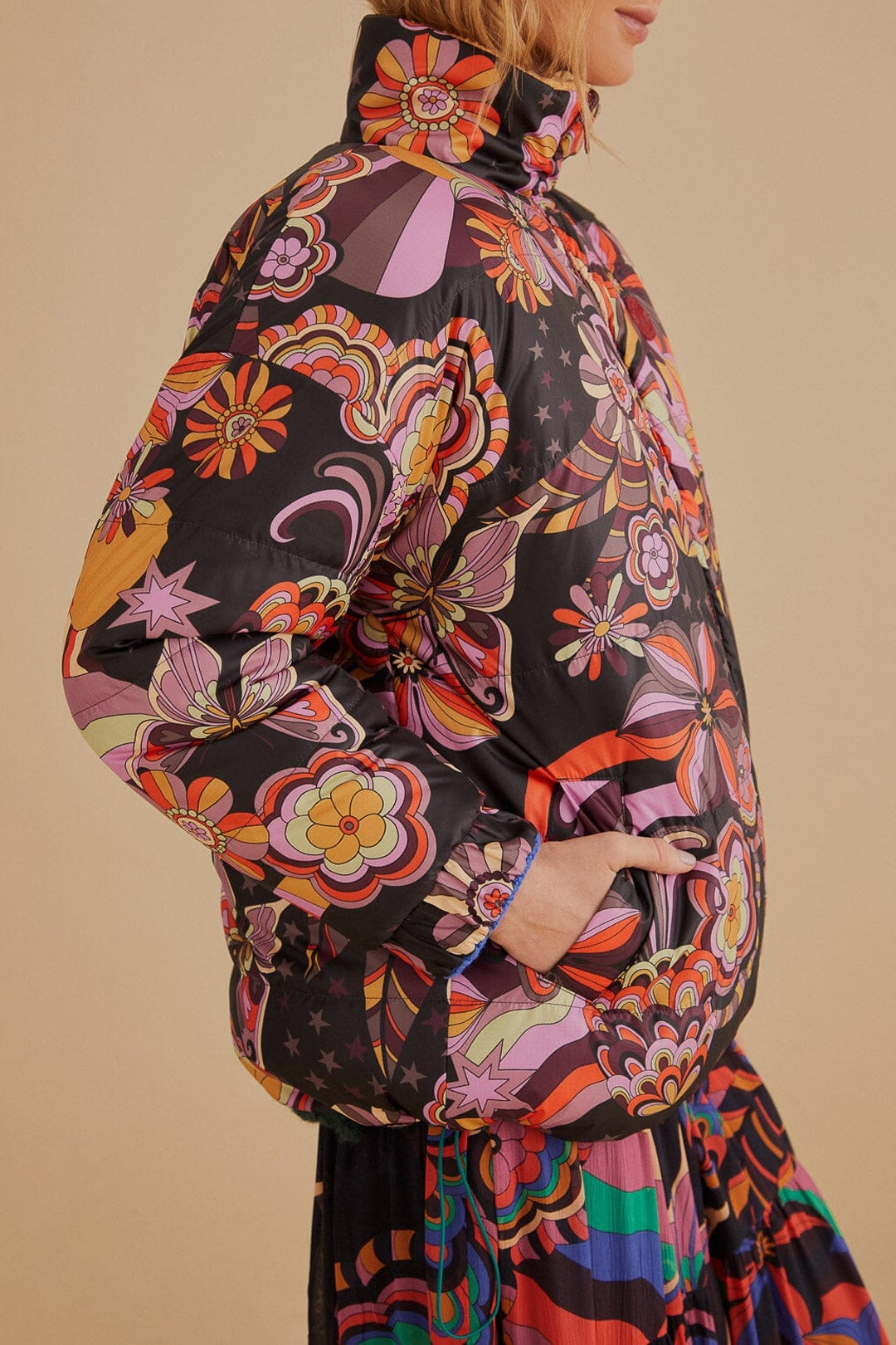 Veste matelassée réversible tricotée - Multicolore