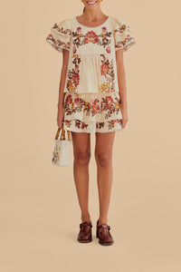 Mini jupe à fleurs Léopard en coton - Beige