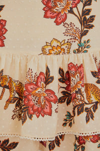 Mini jupe à fleurs Léopard en coton - Beige