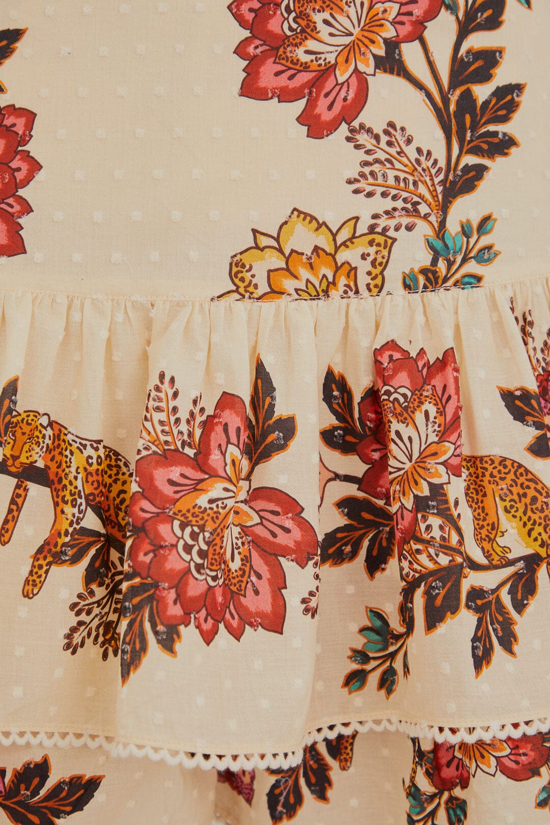 Mini jupe à fleurs Léopard en coton - Beige