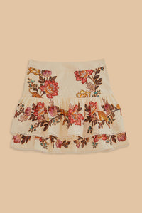 Mini jupe à fleurs Léopard en coton - Beige