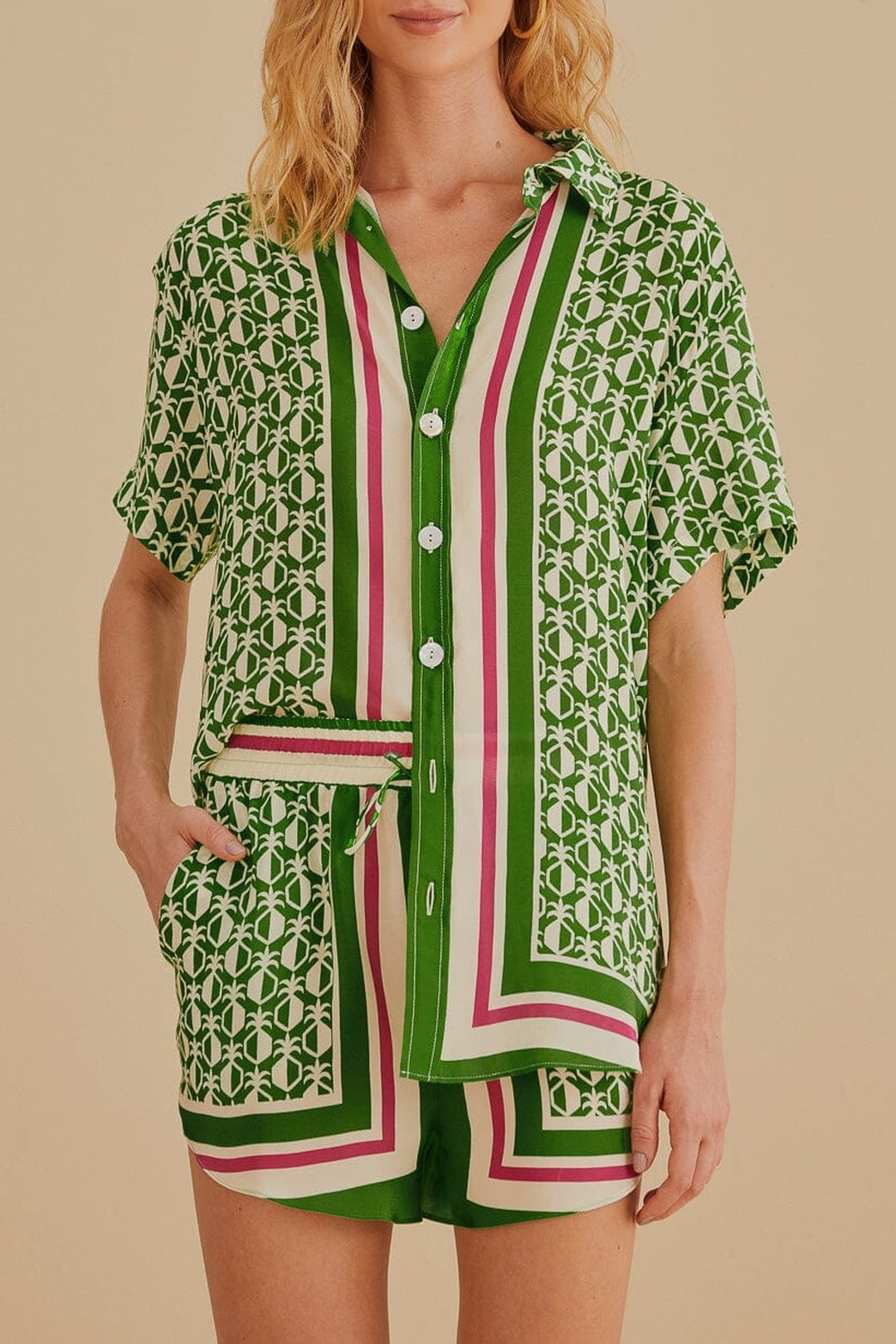 Short à motif d'ananas - Vert