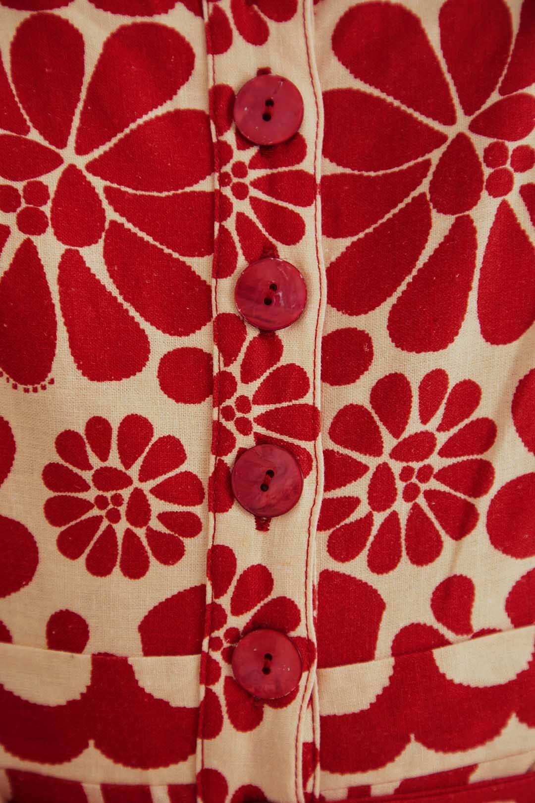 Combi-short Palerme sans manches en lin - Rouge