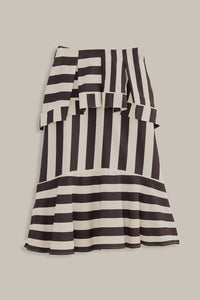 Jupe midi à rayures en coton - Noir