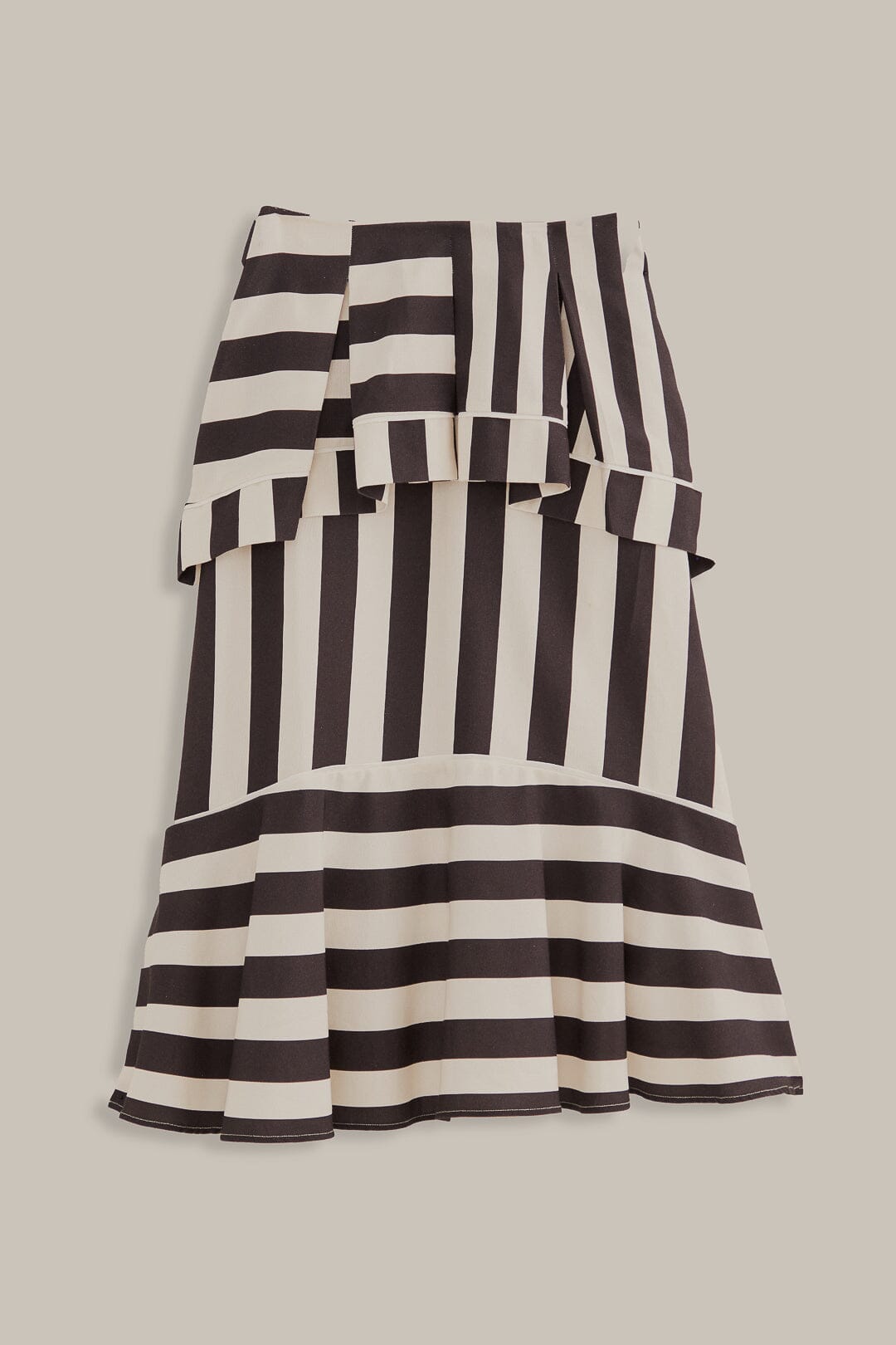 Jupe midi à rayures en coton - Noir