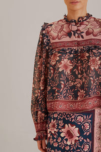 Blouse Ainika Charm à manches longues en coton - Rose
