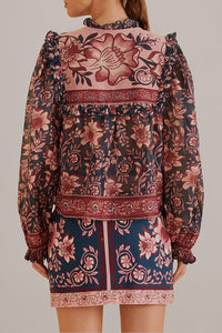 Blouse Ainika Charm à manches longues en coton - Rose