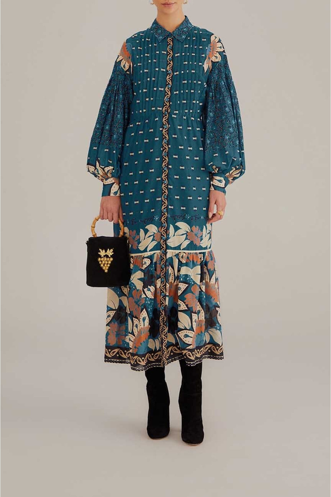 Robe longue Ainika Chill à rayures en coton - Bleu