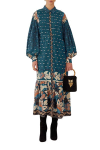 Robe longue Ainika Chill à rayures en coton - Bleu