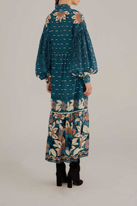 Robe longue Ainika Chill à rayures en coton - Bleu